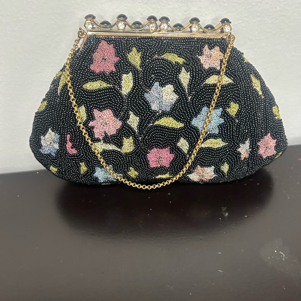 Vintage Lederer Beaded Floral Bag